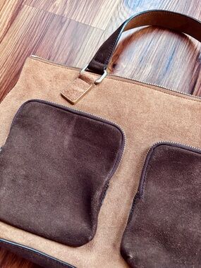 Club Monaco Two-Tone Suede Leather Handbag (See measurements in photos)